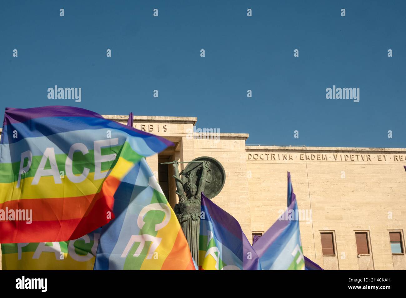 Manifestazione per la pace università ''Sapienza'' di Roma Stock Photo