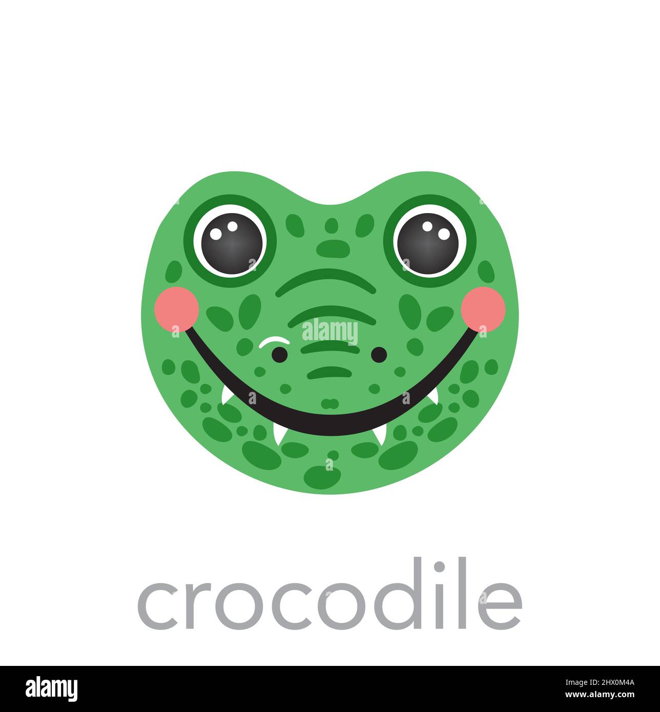 Crocodile Cute portrait with name text smile head cartoon round ...
