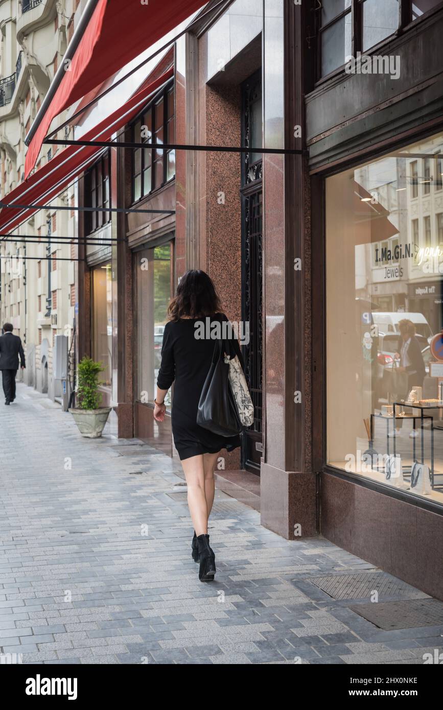 Brussels Old Town - Belgium - 06 07 2019 - Stylish beautiful woman in