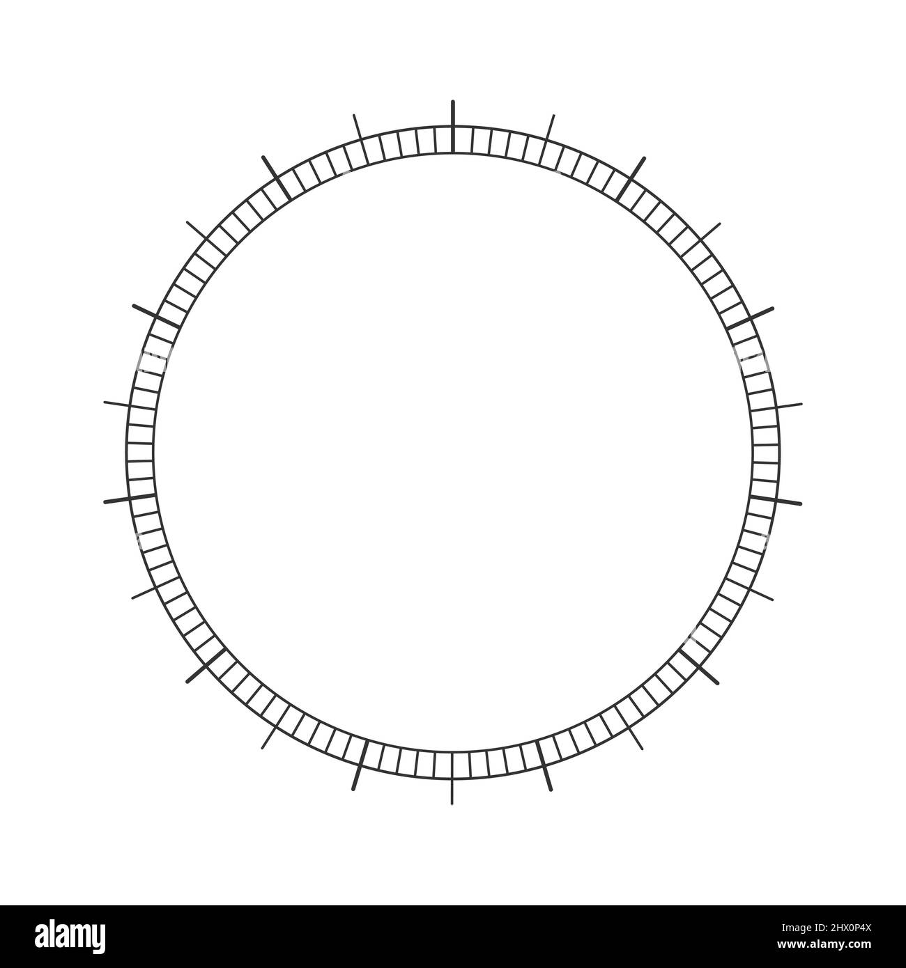 Round 360 degree measuring scale of barometer, speedometer, compass, thermometer. Circular