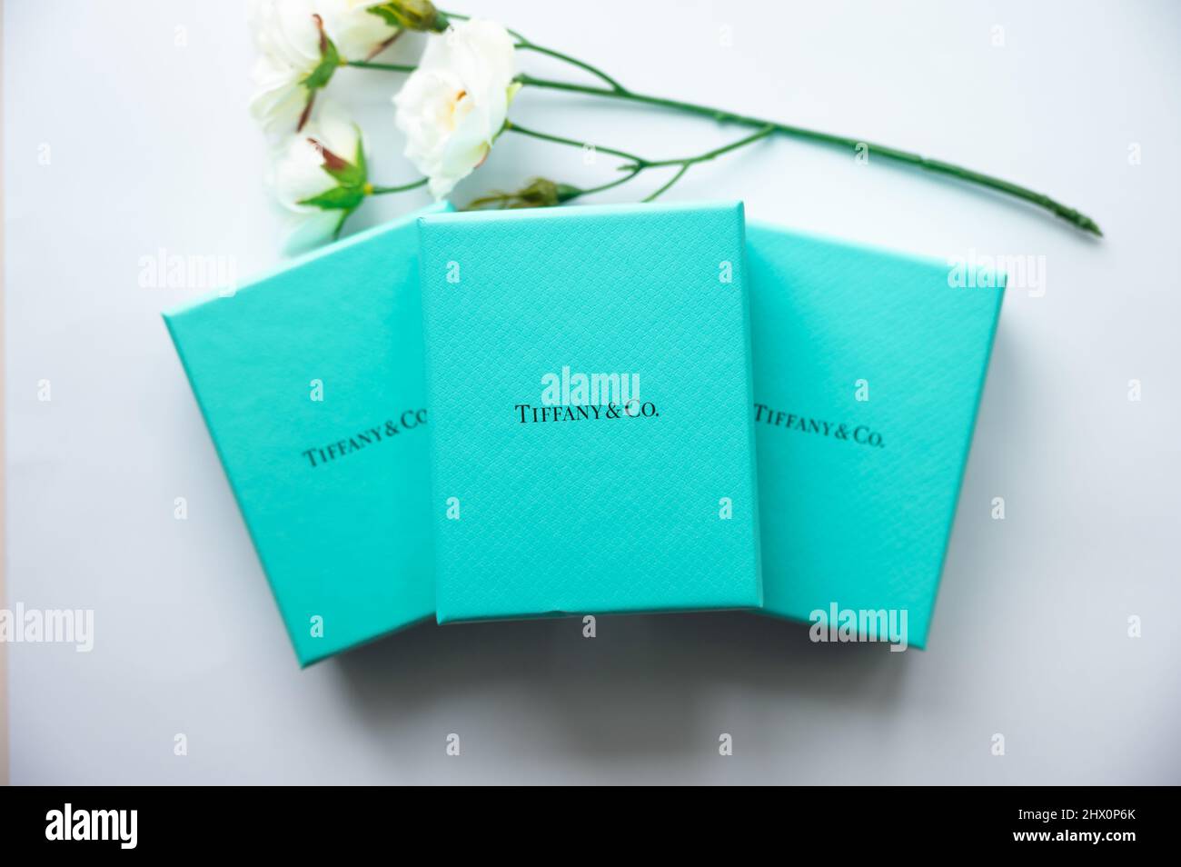 Calgary, Alberta - March 8,, 2022: Tiffany & Co. Gift Box On White  Background Stock Photo - Alamy