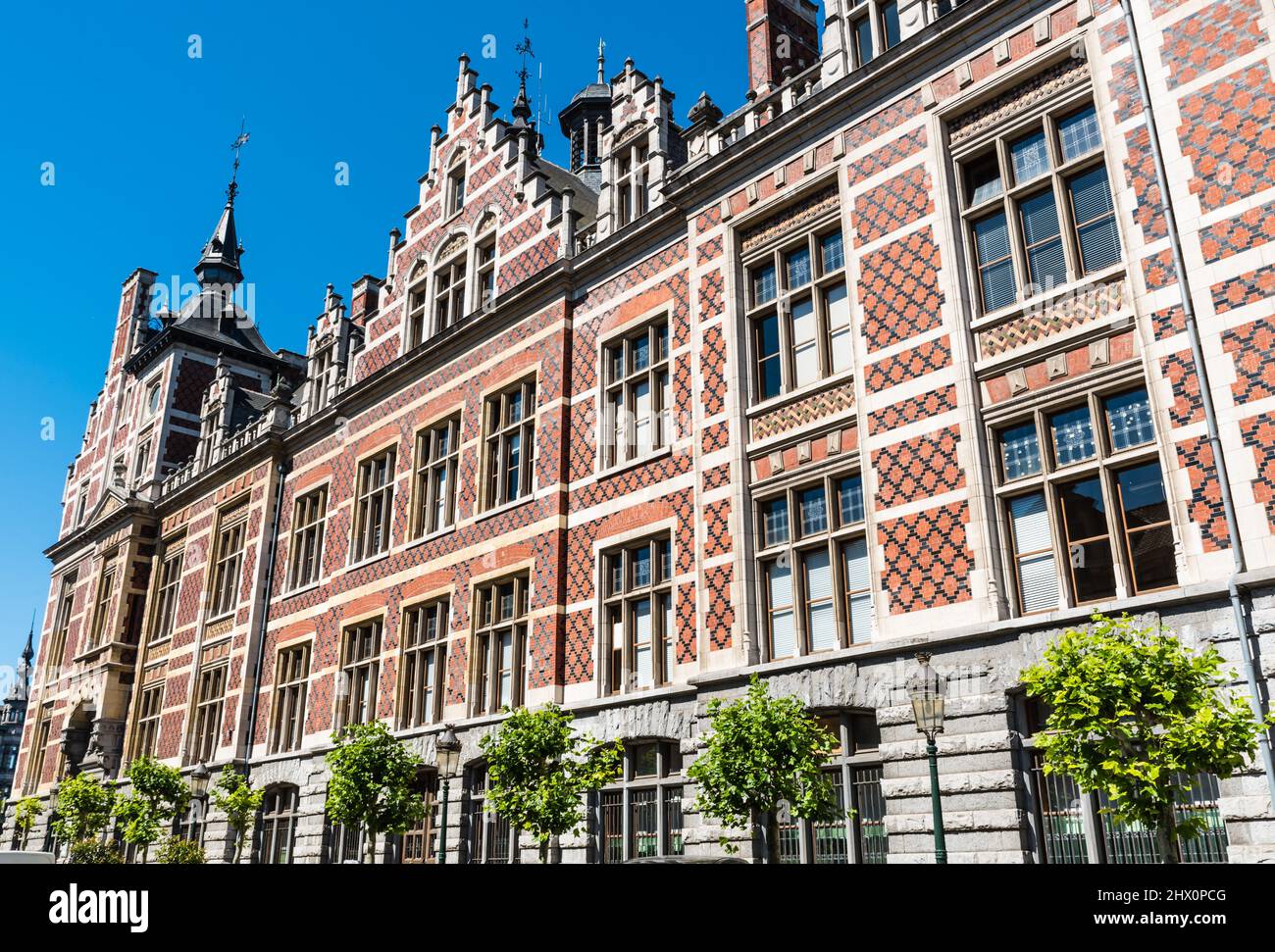 Schaerbeek, Brussels , Belgium - 06 29 2019 - The facade of the town hall in Neo- renaissance style Stock Photo