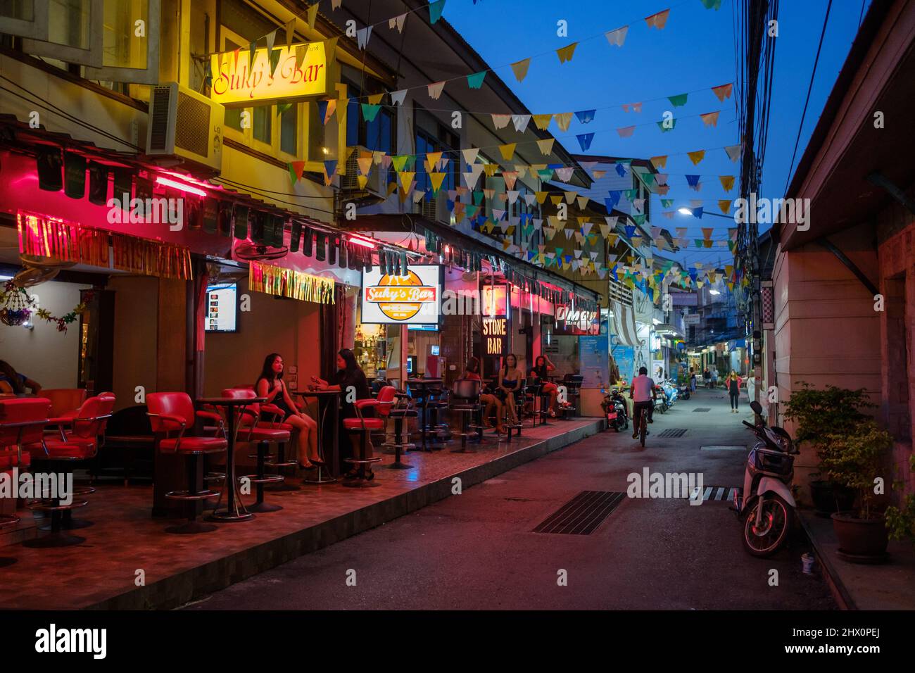 Urban scene by night from Hua Hin. Hua Hin is one of the most popular