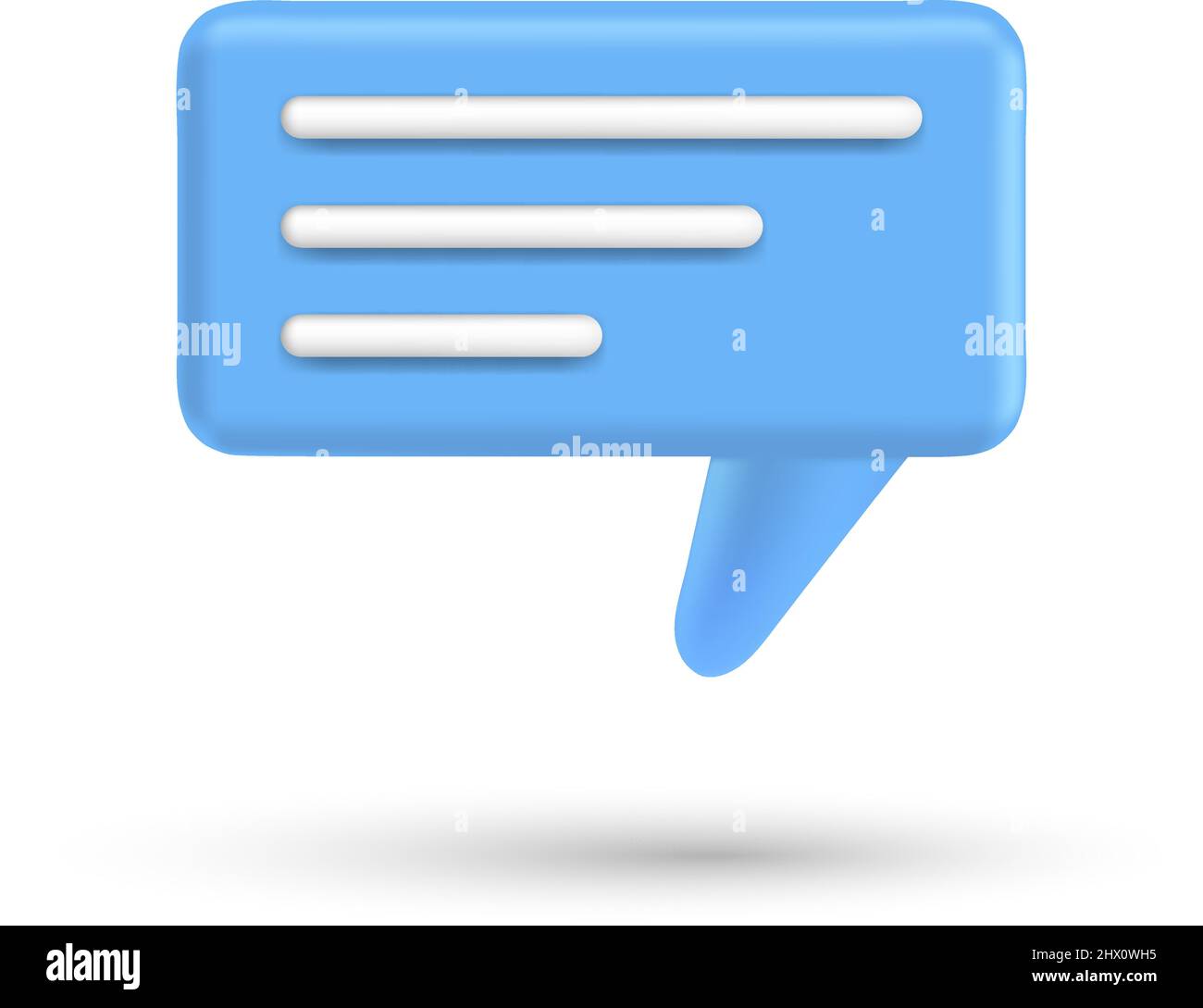 Speech bubble 3d box chat button. Message talk balloon in render style. Vector speak 3d icon illustration Stock Vector