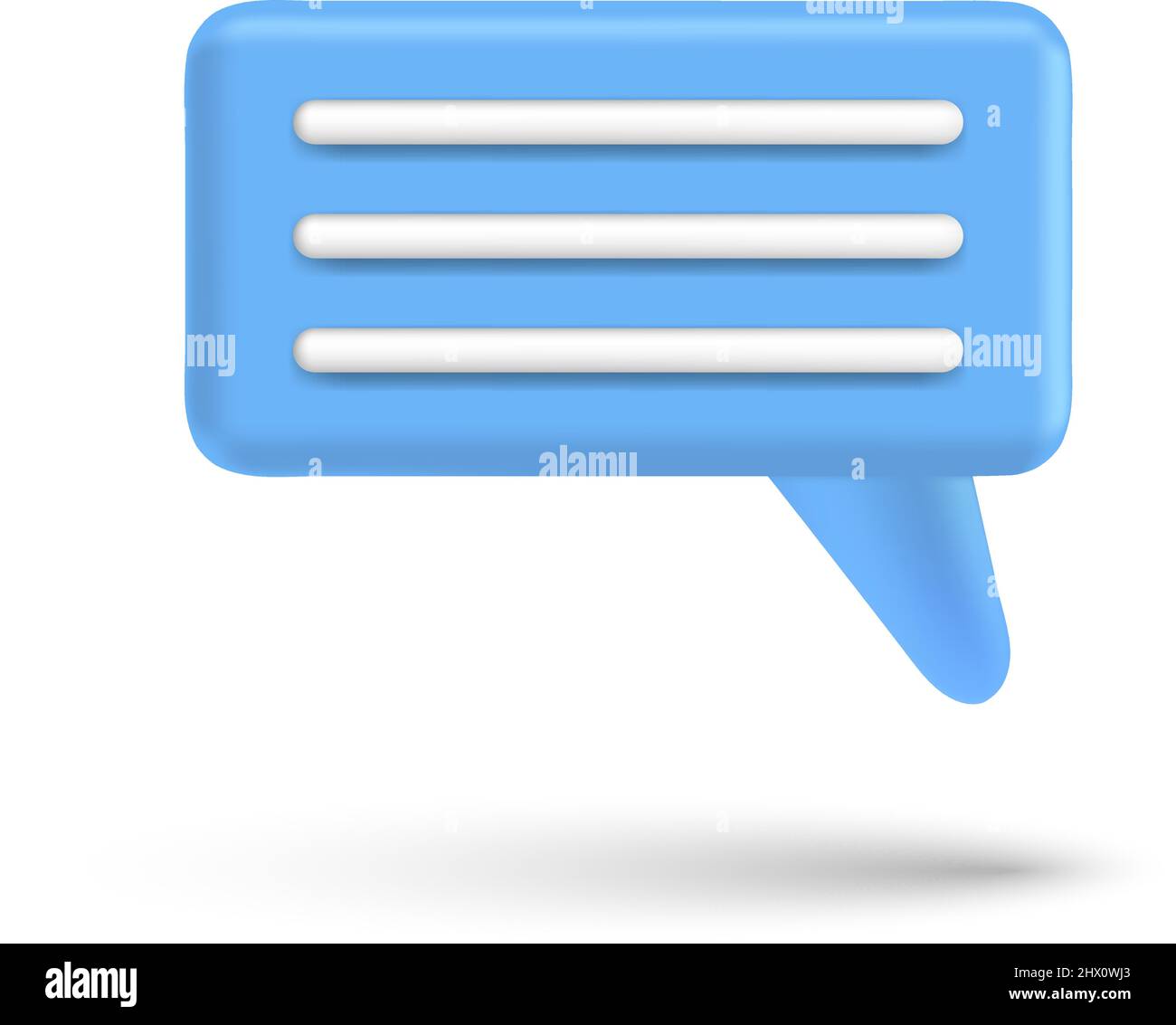 Speech bubble 3d box chat button. Message talk balloon in render style. Vector speak 3d icon illustration Stock Vector