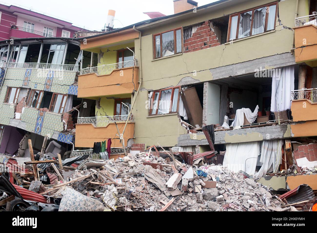 Destroyed city buildings after Earthquake in Van, Turkey. It is 604
