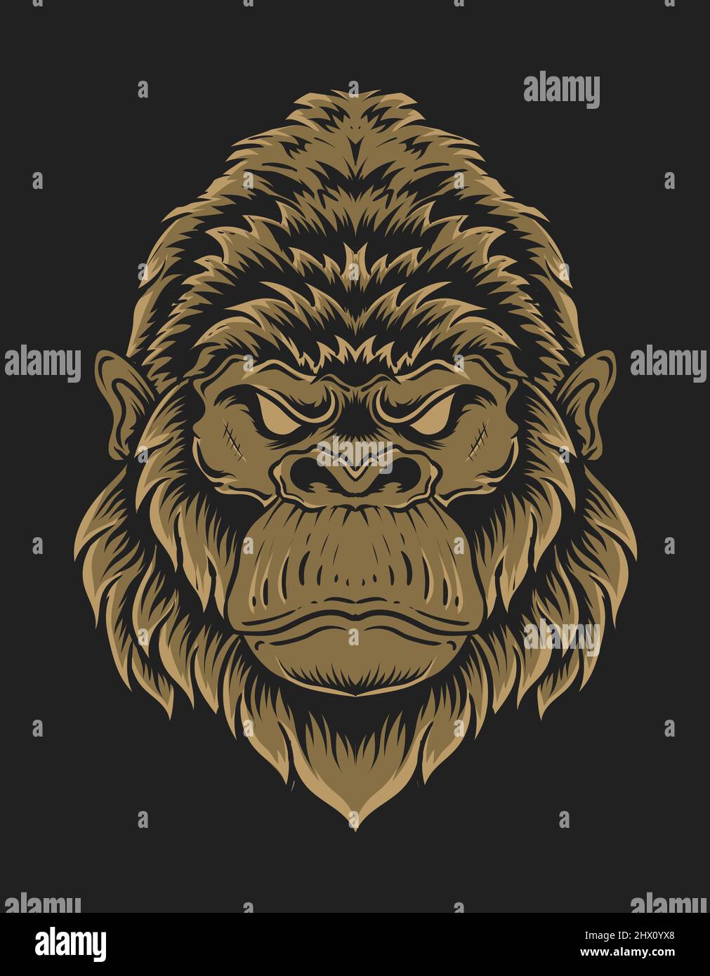 illustration vector isolated gorilla head Stock Vector