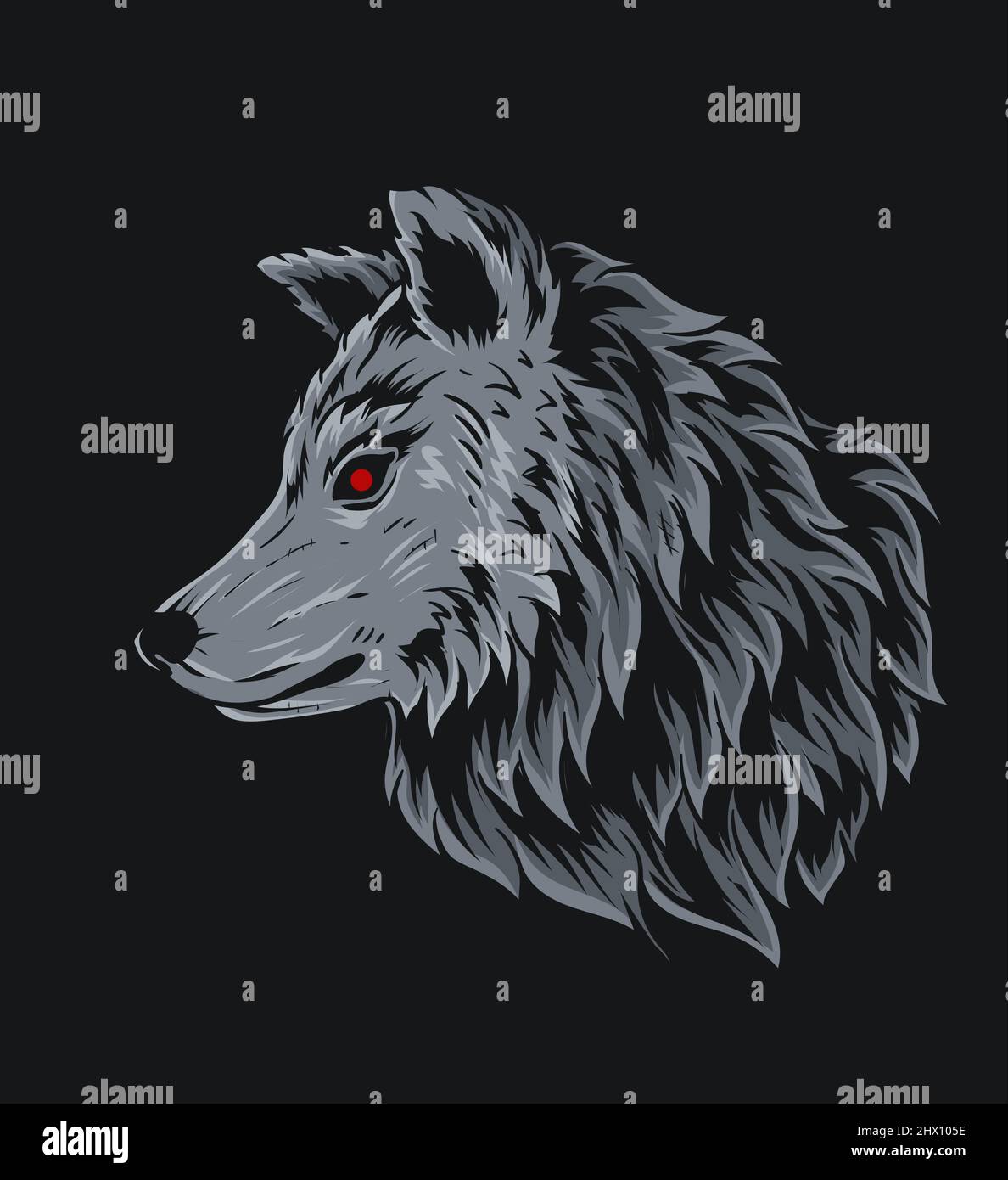 illustration vector wolf head on black background Stock Vector Image ...