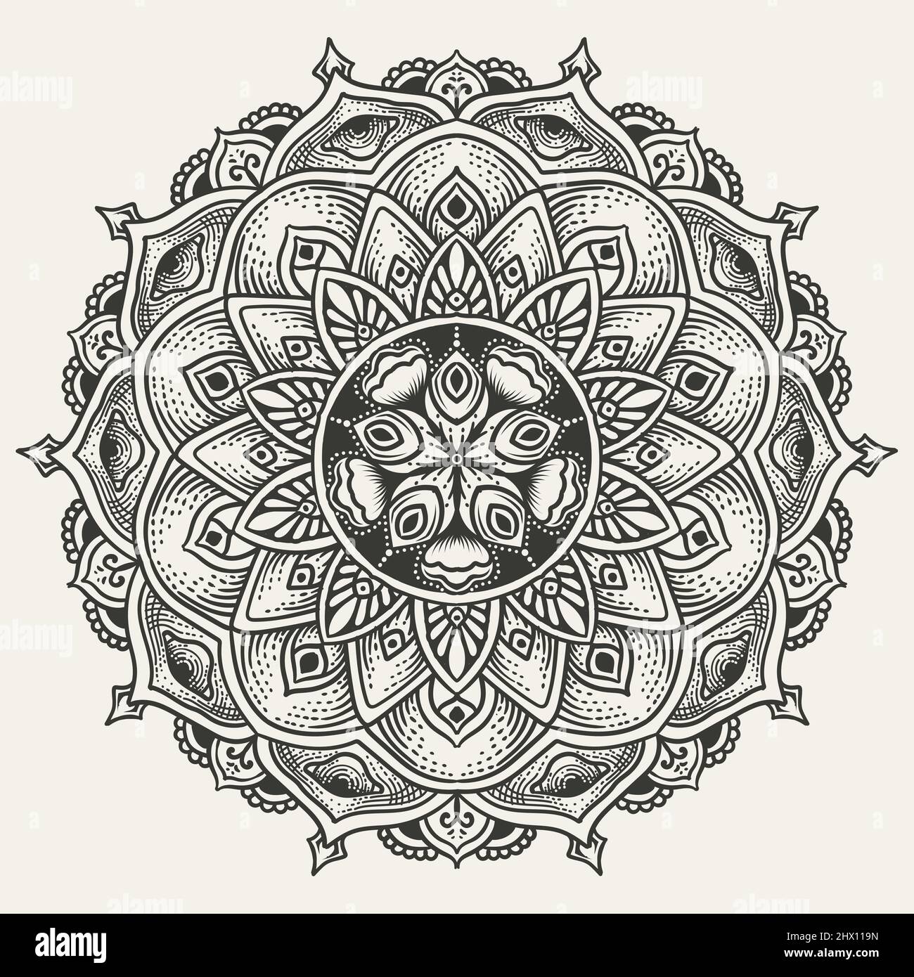 Elegant Circle mandala pattern on white background Stock Vector