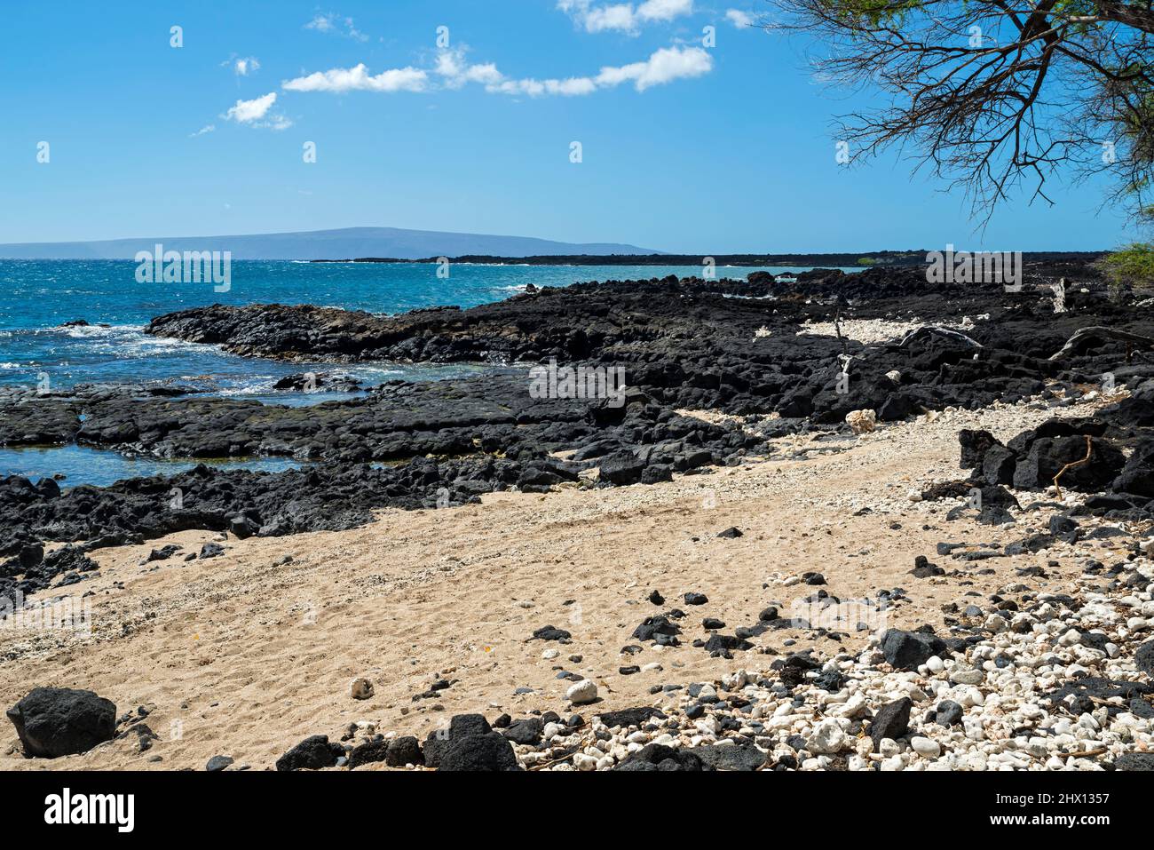 lava field and pacific ocean at la perouse bay in southern maui Stock Photo