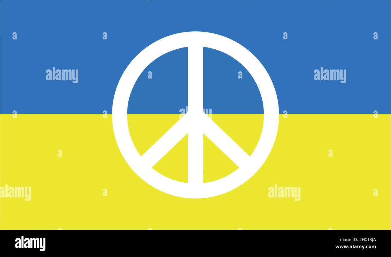 peace symbol with the flag of ukraine. peace for war in ukraine Stock