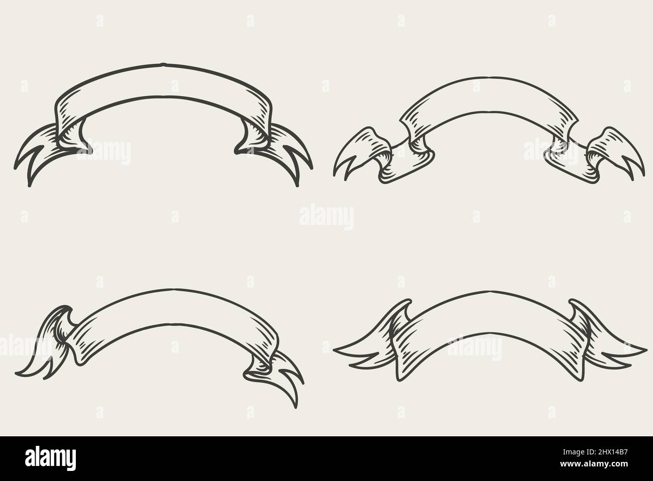 set Engraving elegant ribbons set Free Stock Vector