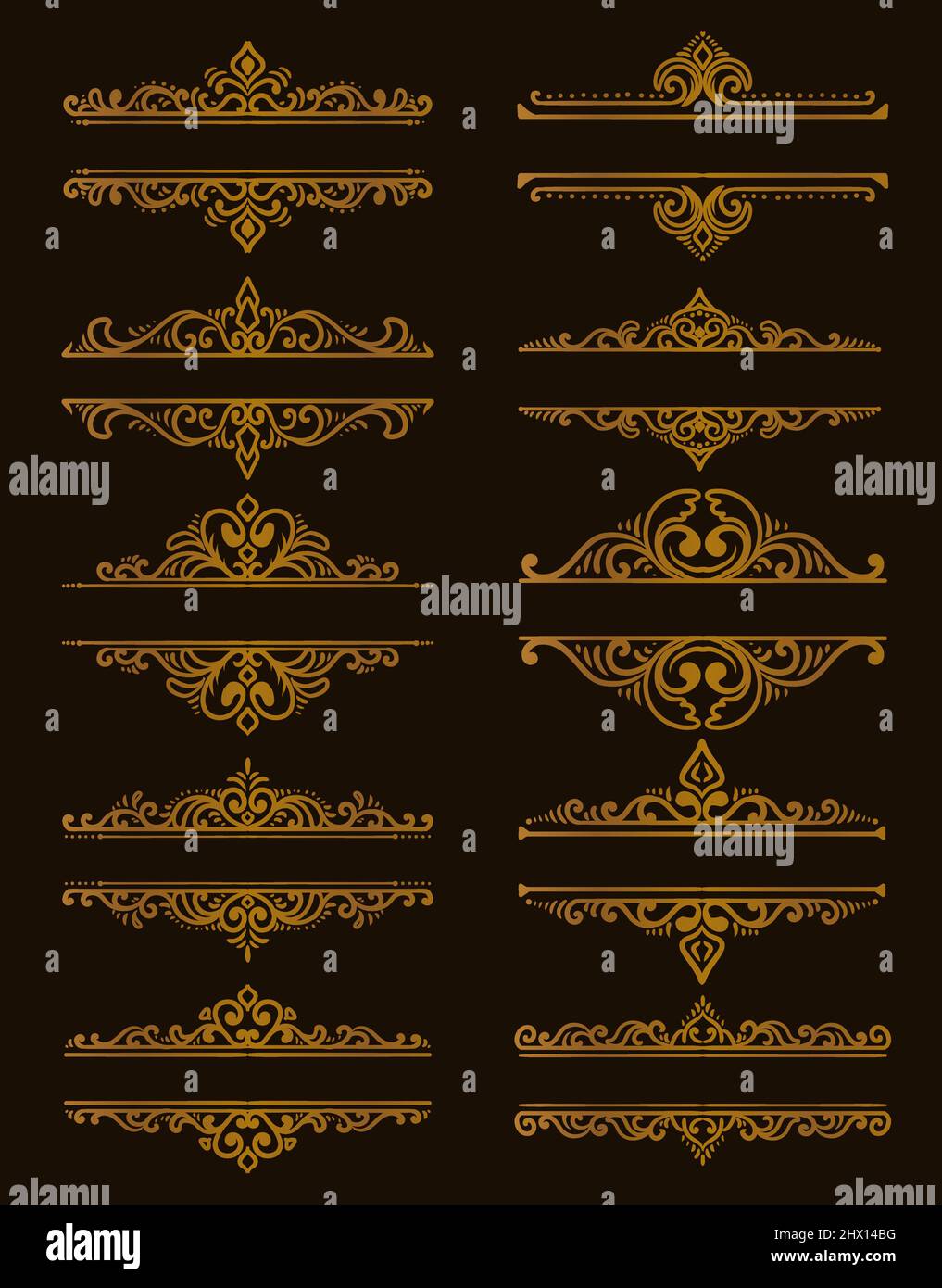 Hand drawn ornamental divider gold color Stock Vector Image & Art - Alamy
