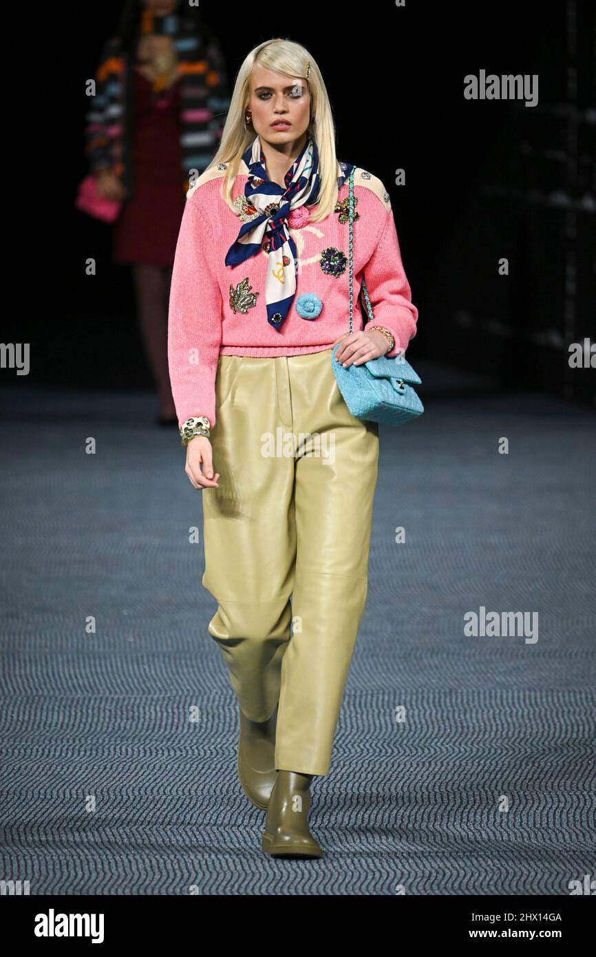 Paris, France, March 8, 2022, A model walks on the runway at the Chanel