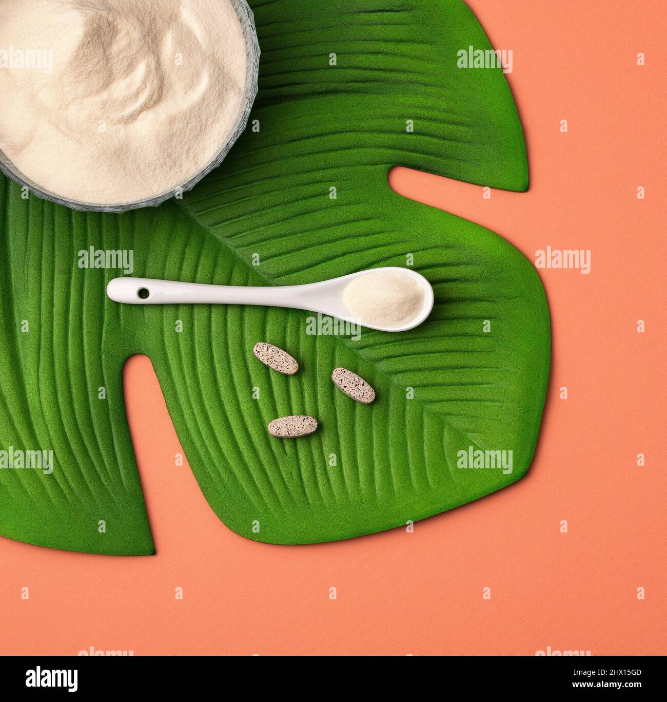 Organic gelatin powder also called hydrolyzed collagen Stock Photo Alamy