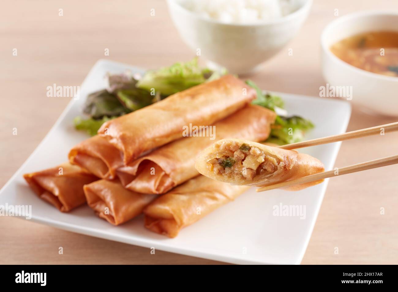 DeepFried Spring Rolls Stock Photo Alamy