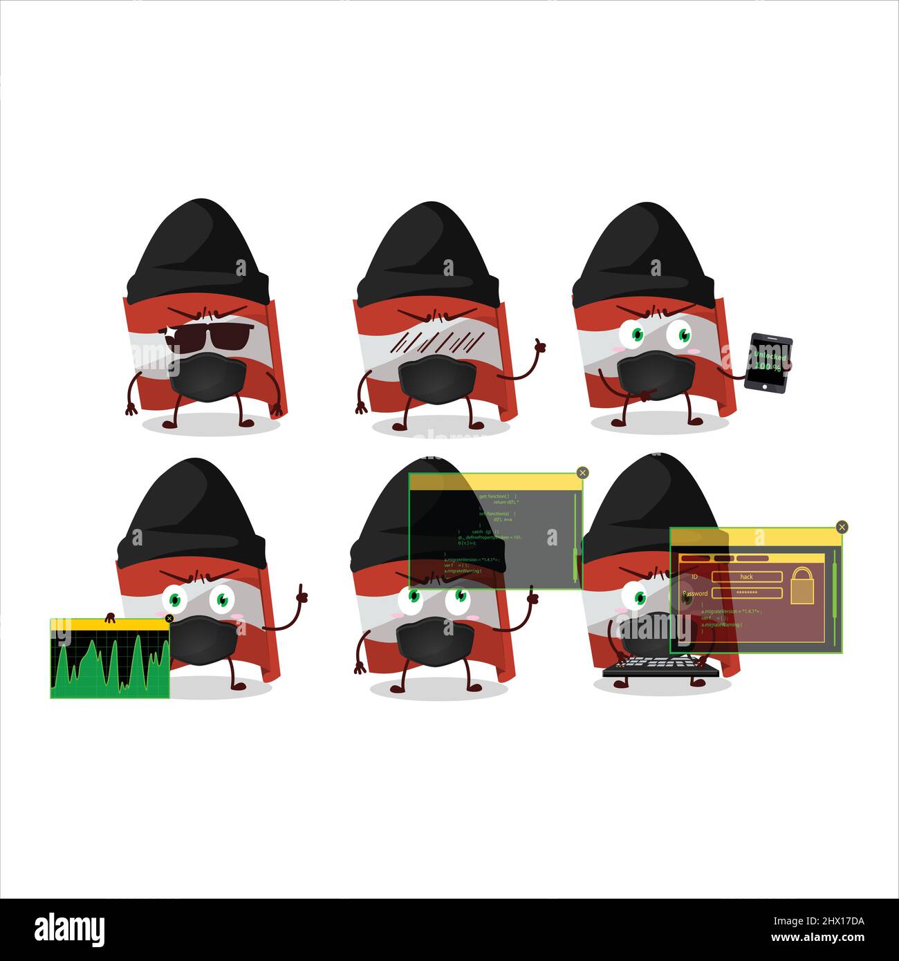 A Hacker austria flag character mascot with. Vector illustration Stock Vector