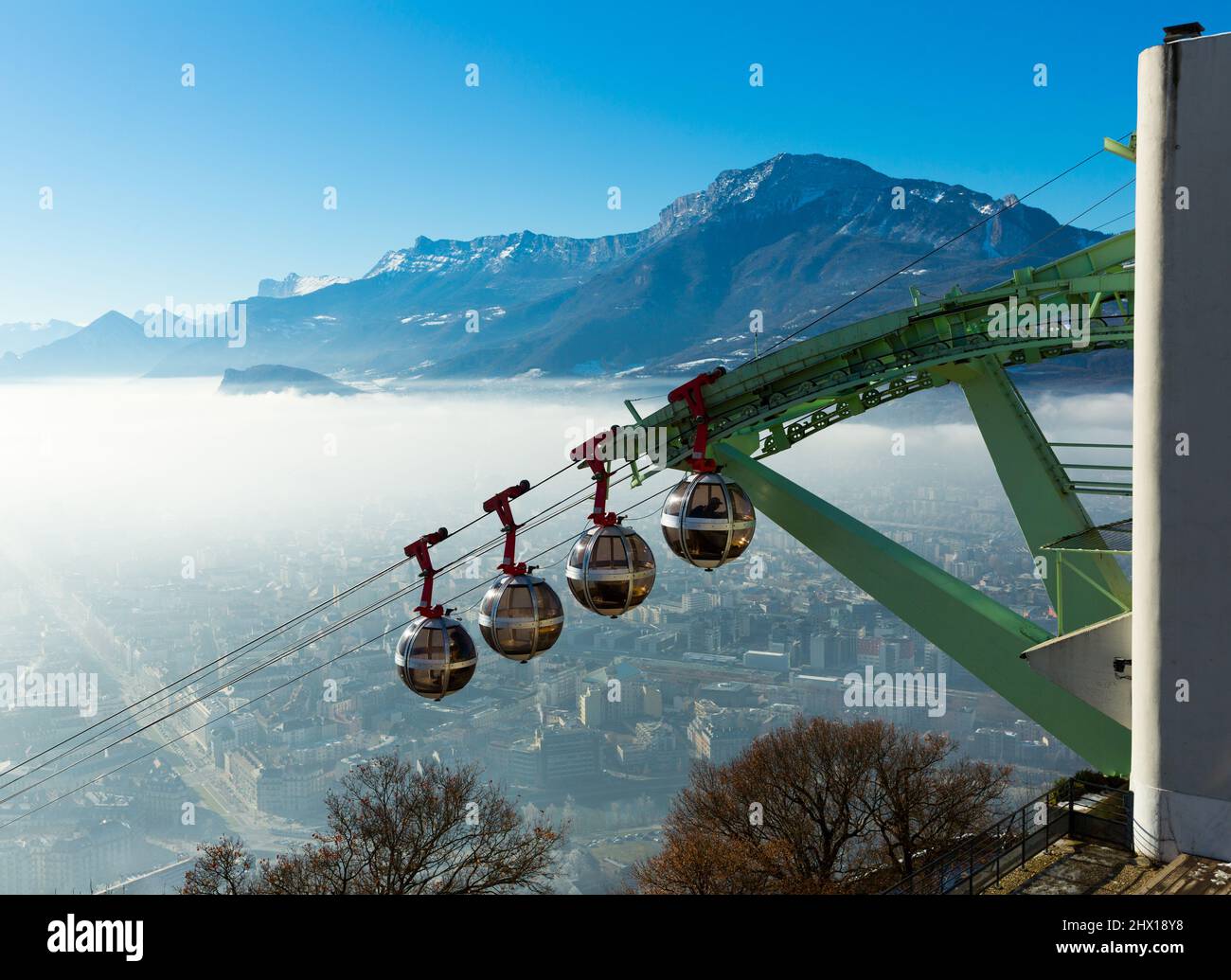 View on cable car of Grenoble in France Stock Photo Alamy