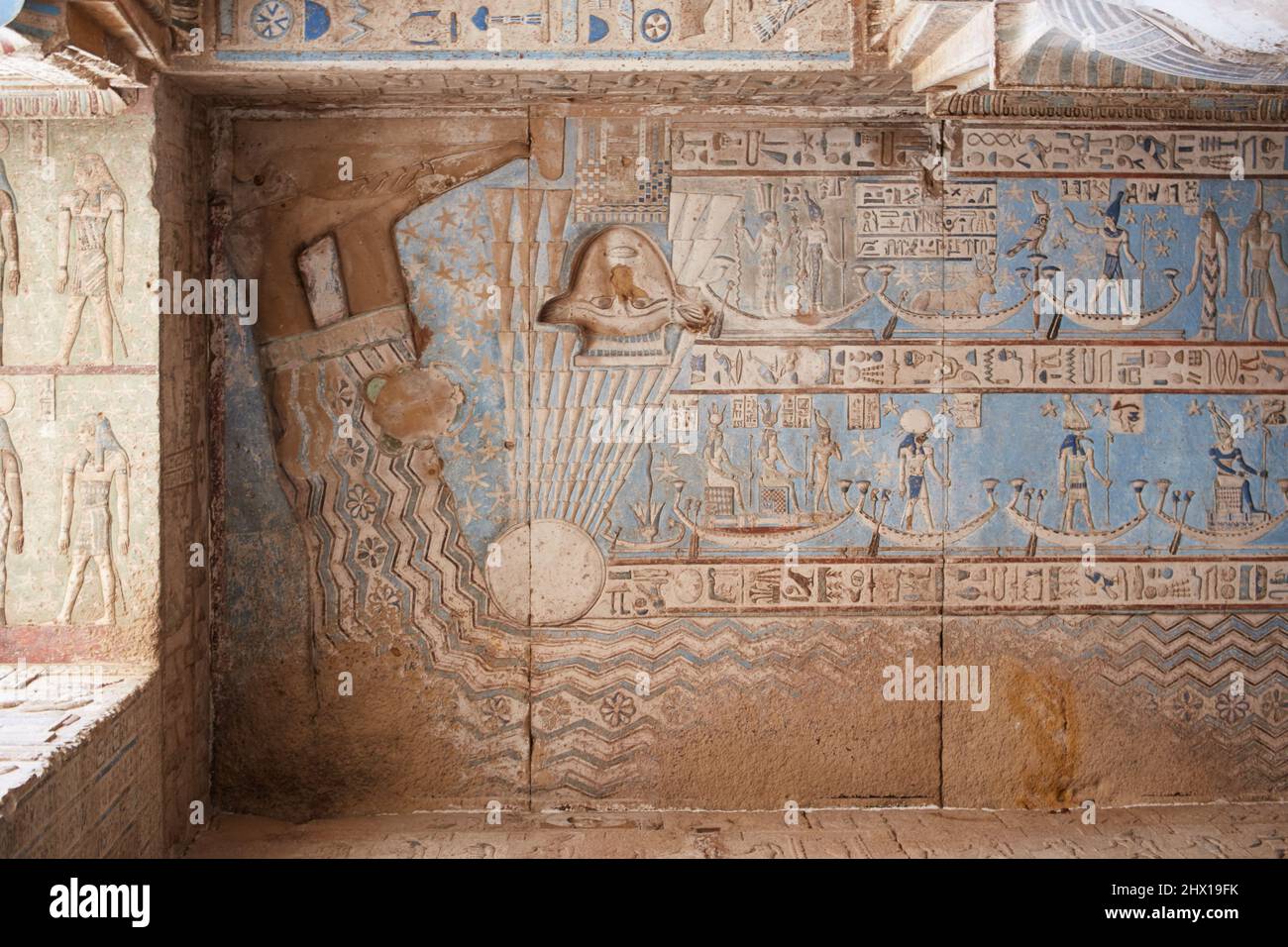 The Stunning Ceiling Art of Egypt's Dendera Temple Stock Photo