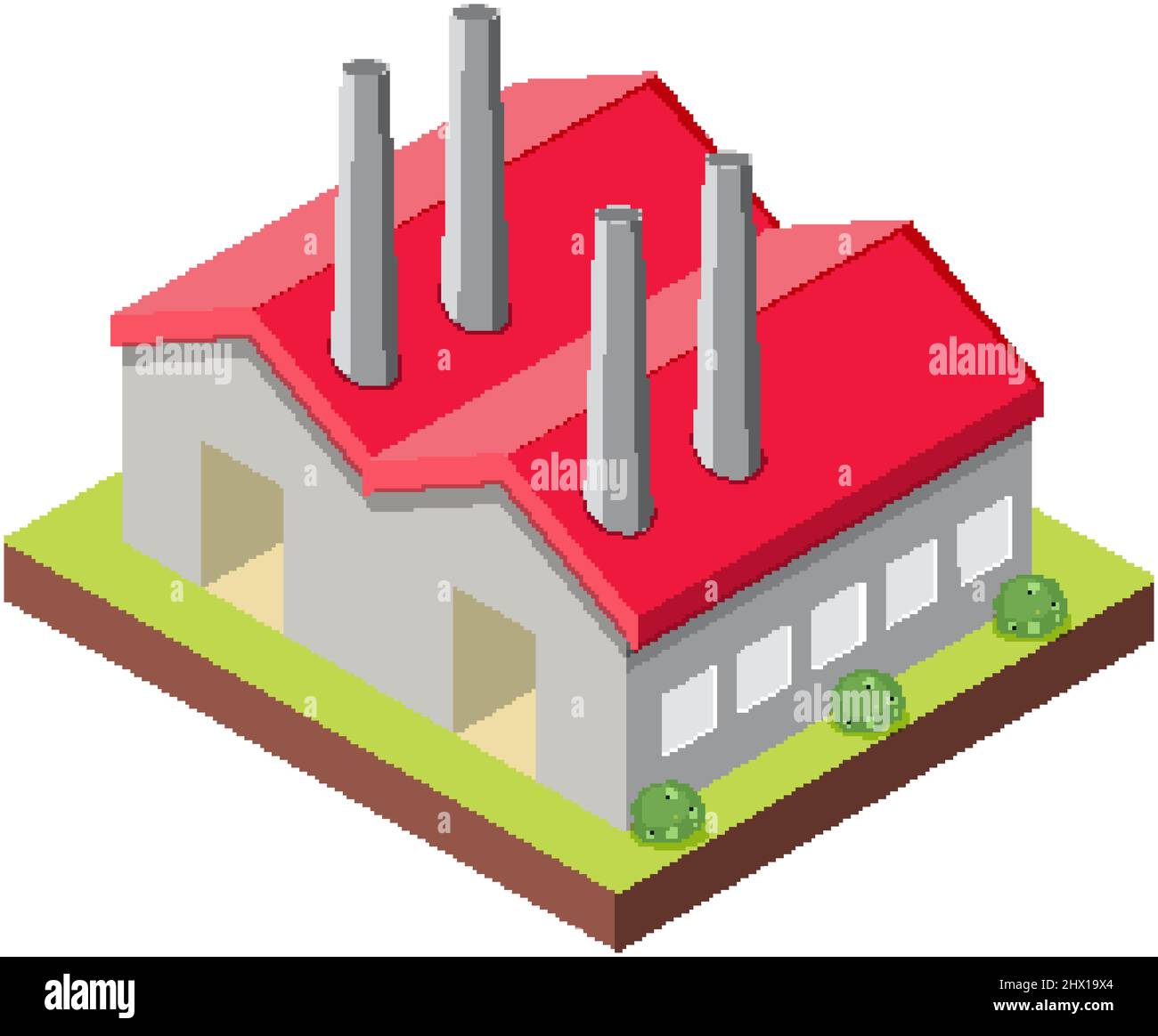 isometric industrial building on white background illustration Stock ...