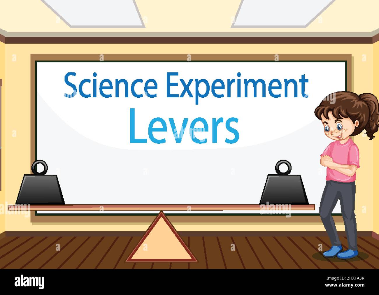 Science concept with levers experiment illustration Stock Vector Image