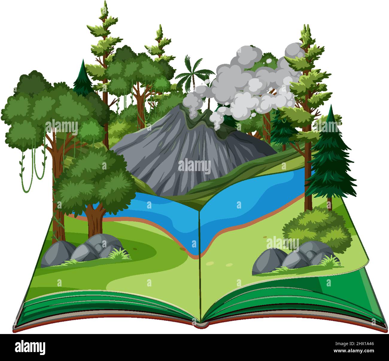 Scene with river in the forest illustration Stock Vector Image & Art ...