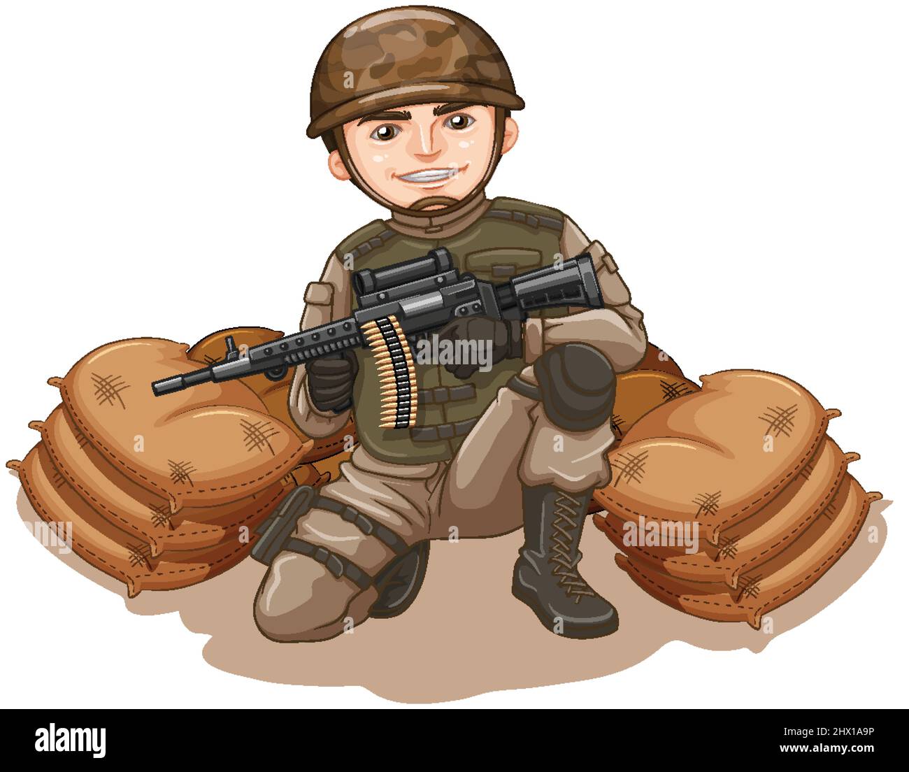 Man in army uniform on white background illustration Stock Vector Image