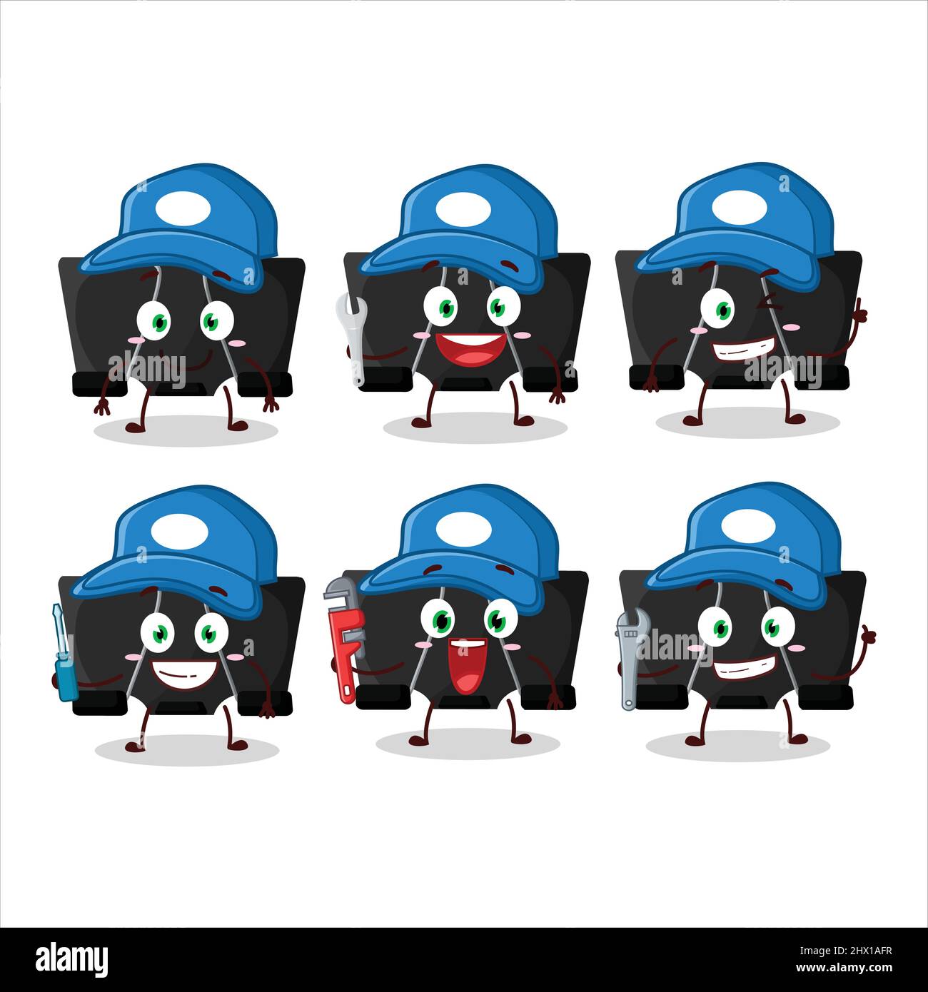 mechanic binder clip cute mascot character with pliers. Vector ...