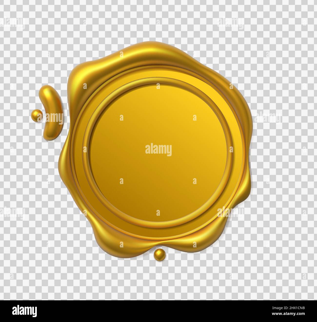 Seal wax 3d. Gold Wax candle stamp. Realistic vector render design elements Stock Vector Image