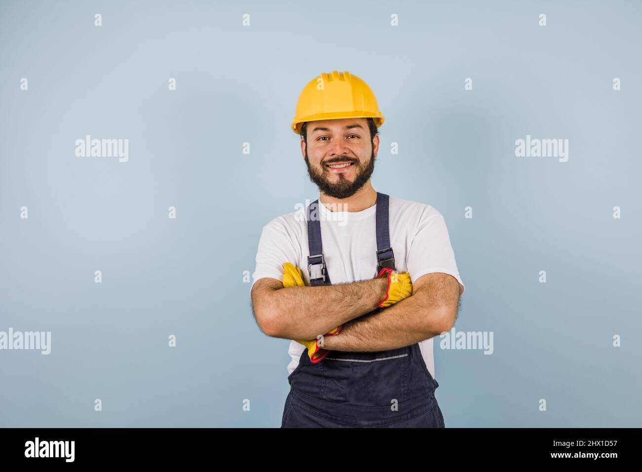 Hispanic man Professional engineering and worker with helmet in Mexico Latin America Stock Photo