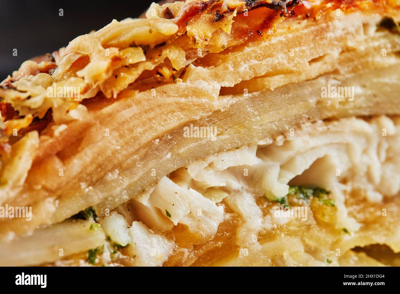 Fish gratin with potatoes and apples. Gourmet French food Stock Photo Alamy