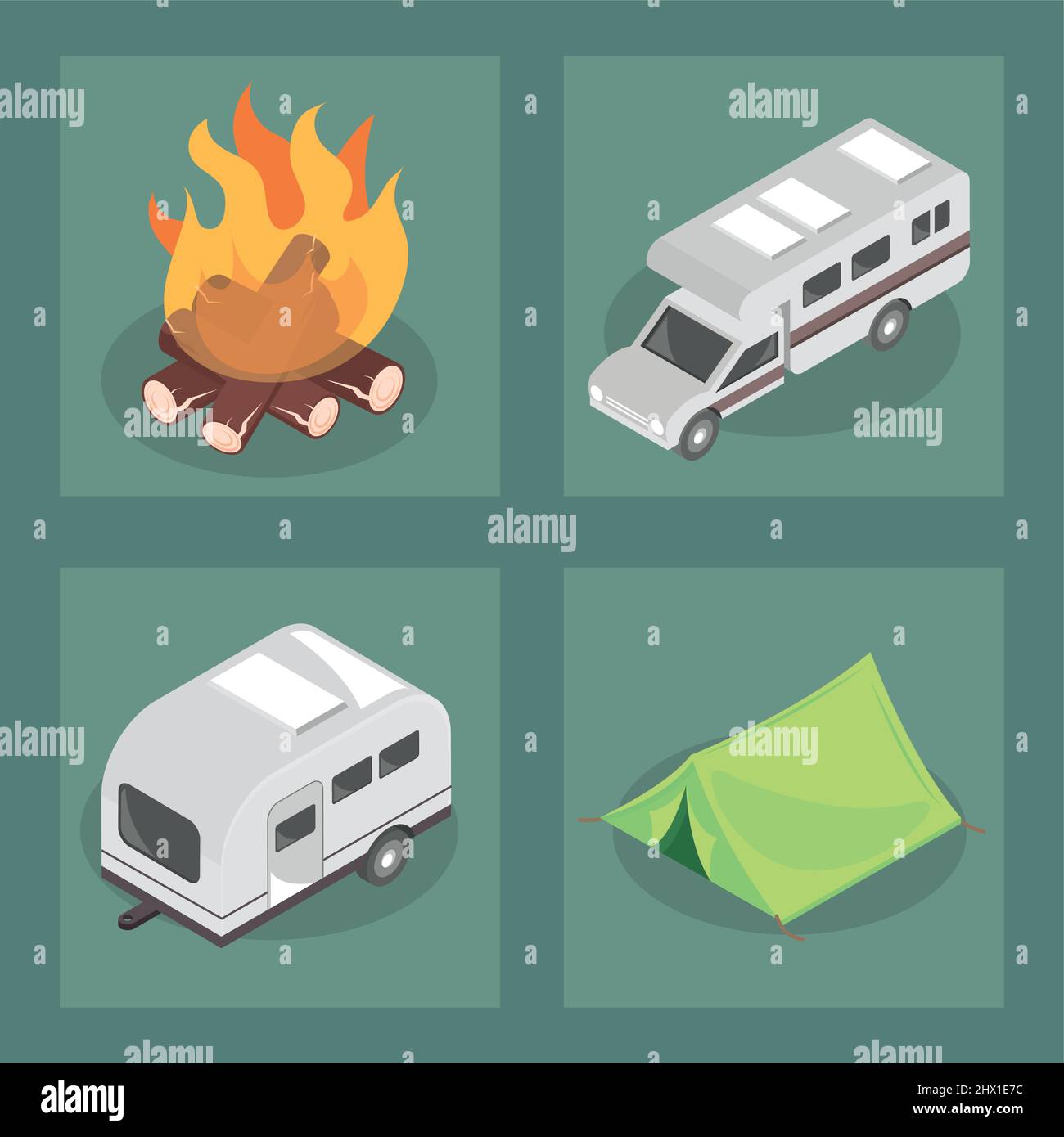 camping travel icons Stock Vector Image & Art - Alamy