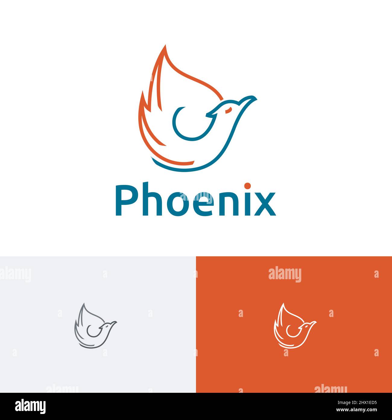 Phoenix Fire Flame Bird Abstract Line Logo Template Stock Vector