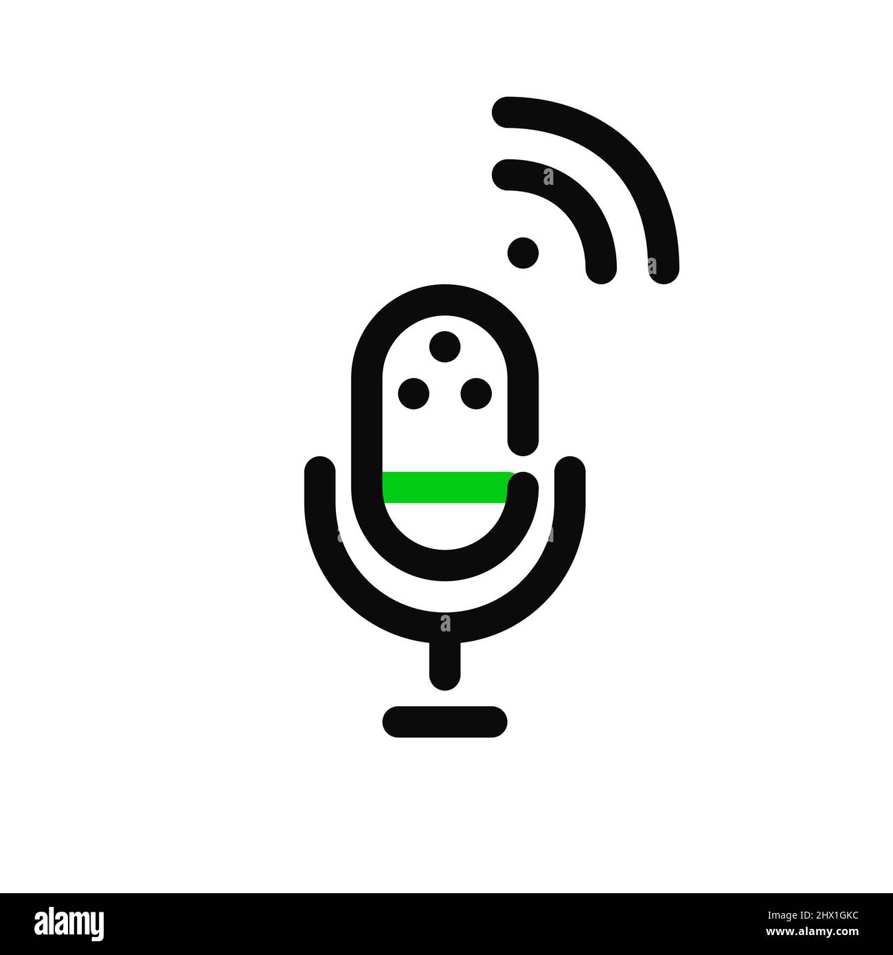 Simple line art microphone icon. Pixel perfect, editable stroke Stock Vector