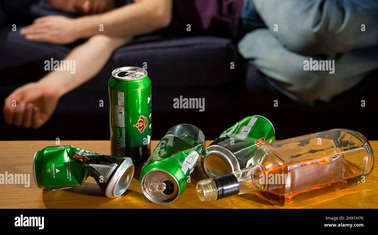 PICTURE POSED BY MODEL File photo dated 09/03/15 of a man asleep after drinking lots of alcohol. Embedding specialist addictions nurses in general practices in the most disadvantaged areas can bring positive results for those with alcohol problems and should be expanded, according to a study. Issue date: Wednesday March 9, 2022. Stock Photo
