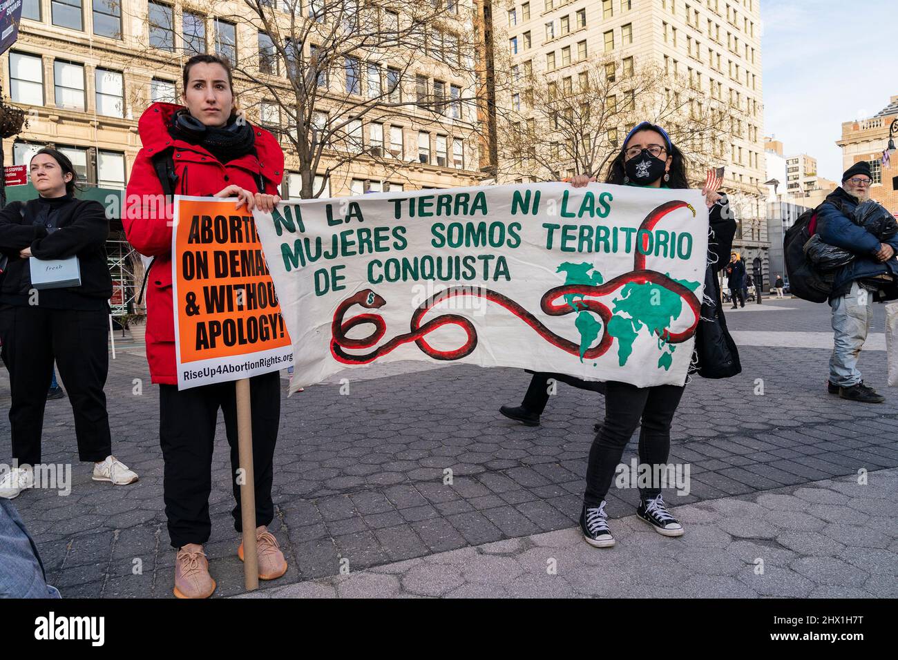 New York, New York, USA. 8th Mar, 2022. Protesters gathered on