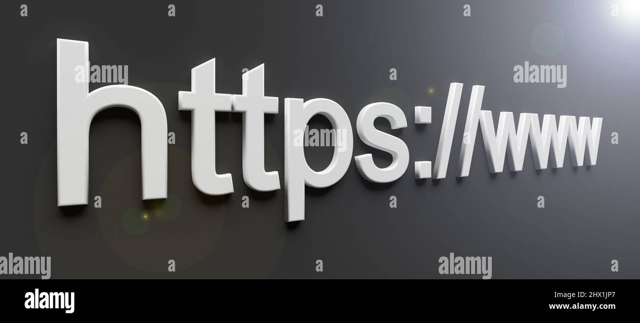https www internet web address in search bar of browser. 3d rendering Stock Photo