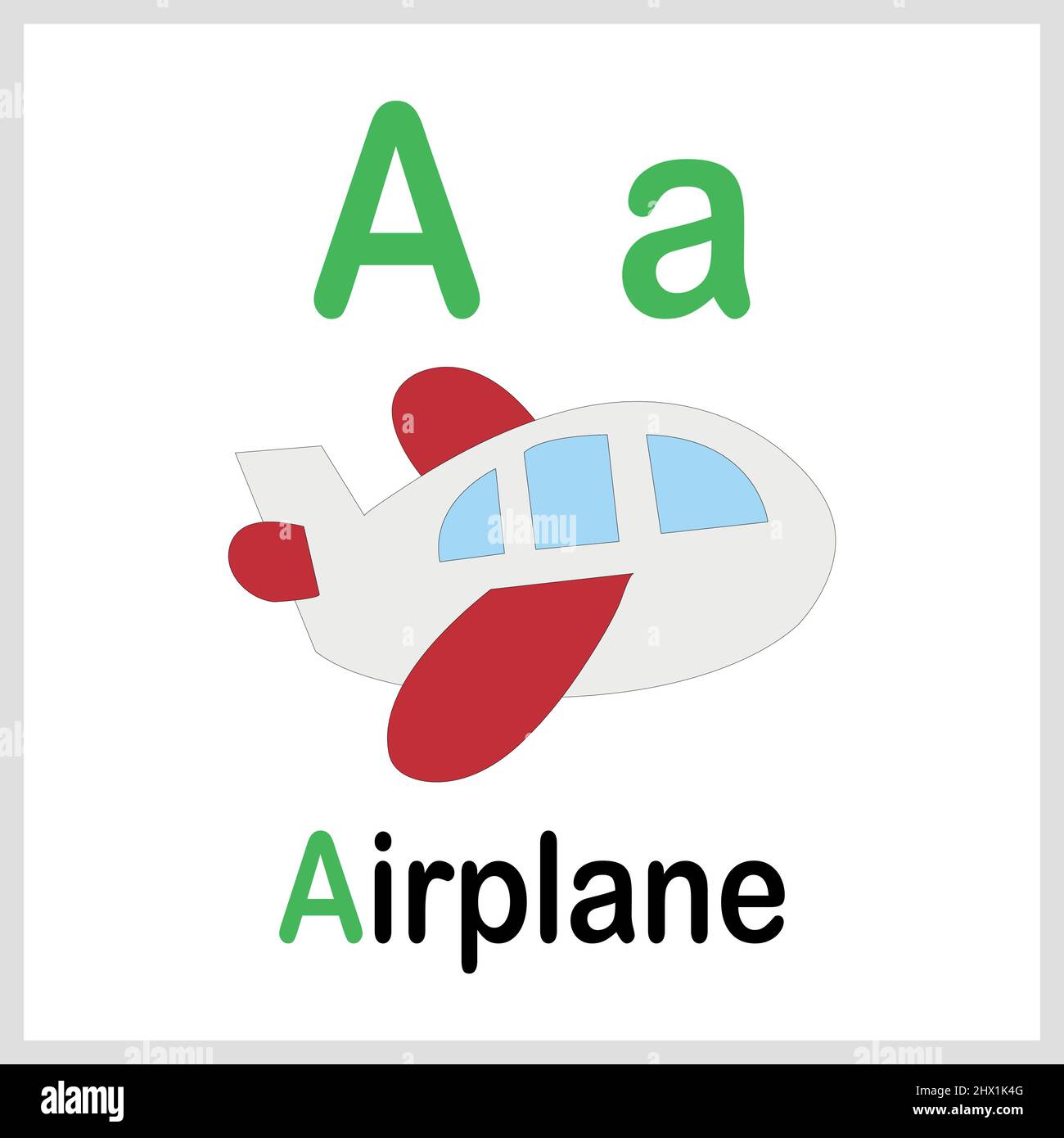 Alphabet A is for airplane vector image. alphabet flash card Stock ...