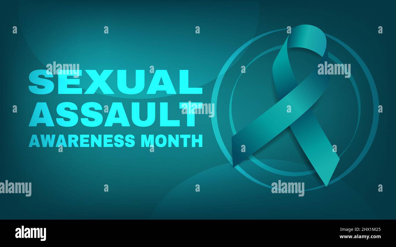 Sexual Assault Awareness Month Concept Banner Template With Teal Ribbon Vector Illustration 8550