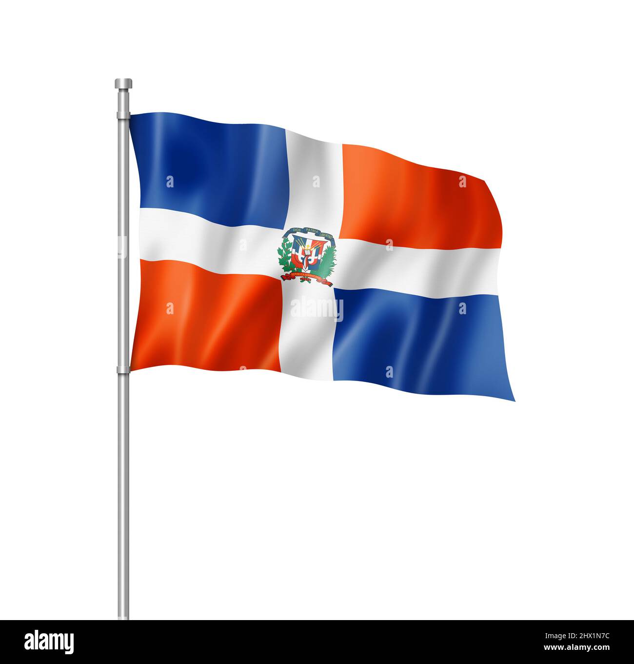 Dominican Republic flag, three dimensional render, isolated on white