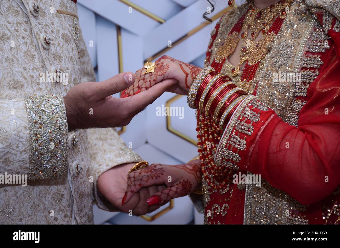 Wedding Love Couple Holding Hands Stock Photo