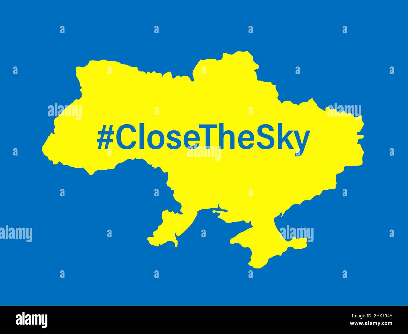 Close the sky over Ukraine graphy map banner. No fly zone over Ukraine. Conceptual vector illustration Stock Vector