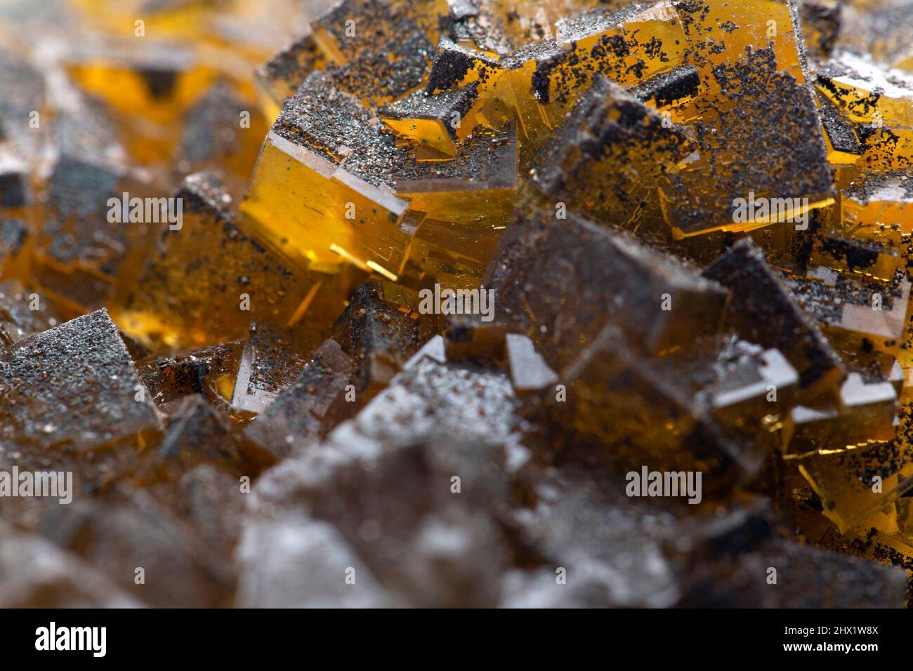fluorite mineral specimen stone rock geology gem crystal Stock Photo