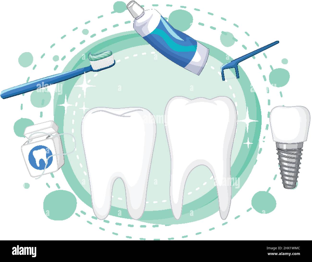 Dental cleaning equipment and big teeth illustration Stock Vector Image ...