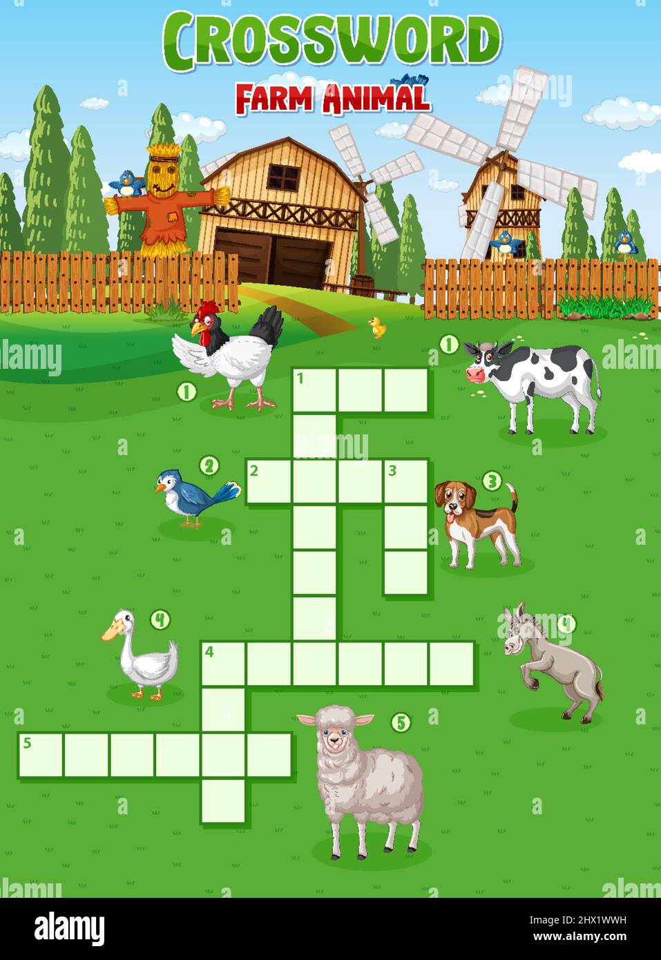 Matching Farm animal shadow worksheet illustration Stock Vector Image ...