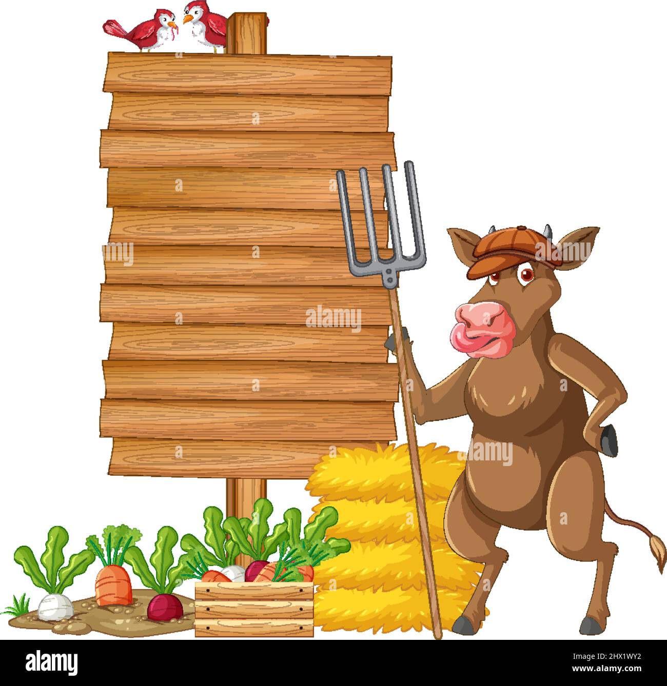 Animal with wooden sign banner illustration Stock Vector Image & Art ...