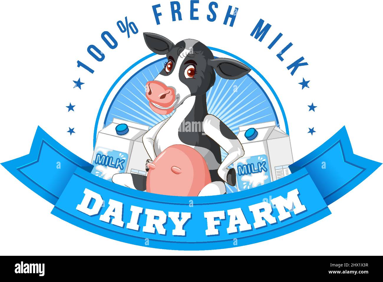 A cow with a Dairy farm label illustration Stock Vector Image & Art - Alamy