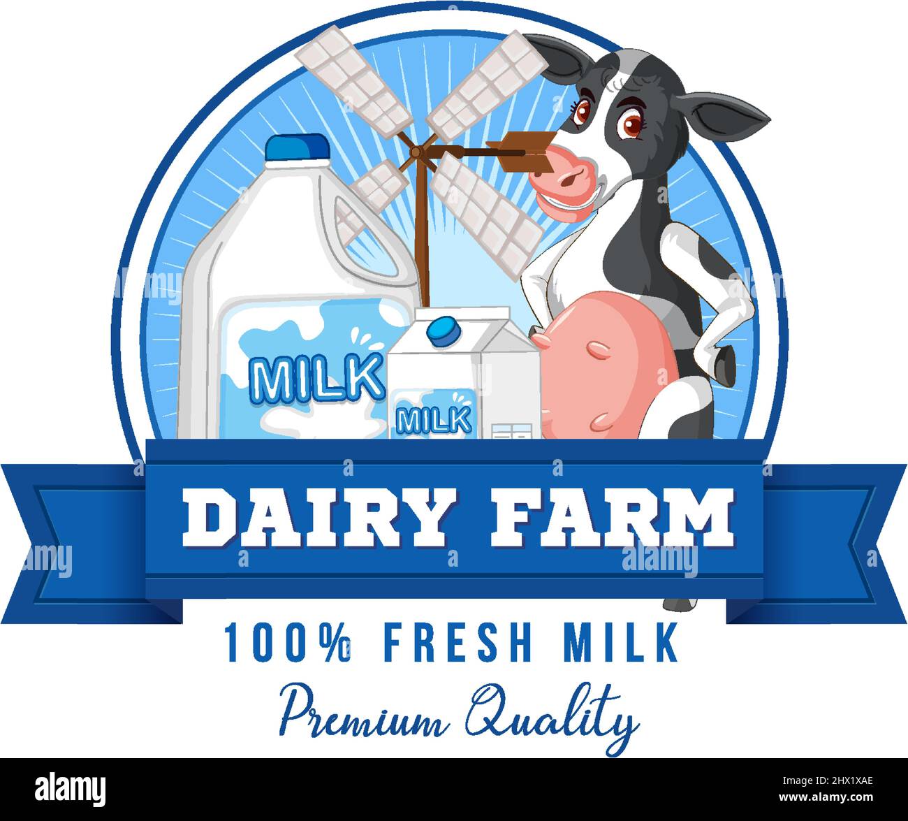 A cow with a Dairy farm label illustration Stock Vector Image & Art Alamy