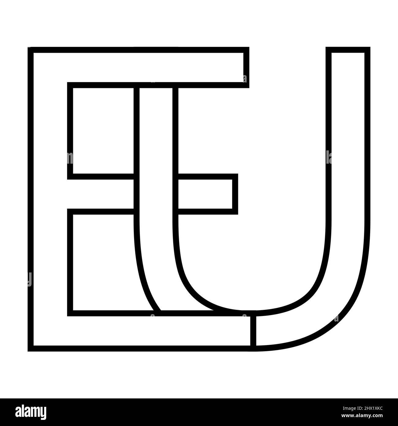 Logo sign eu ue icon Europe European Union interlaced letters e t Stock Vector