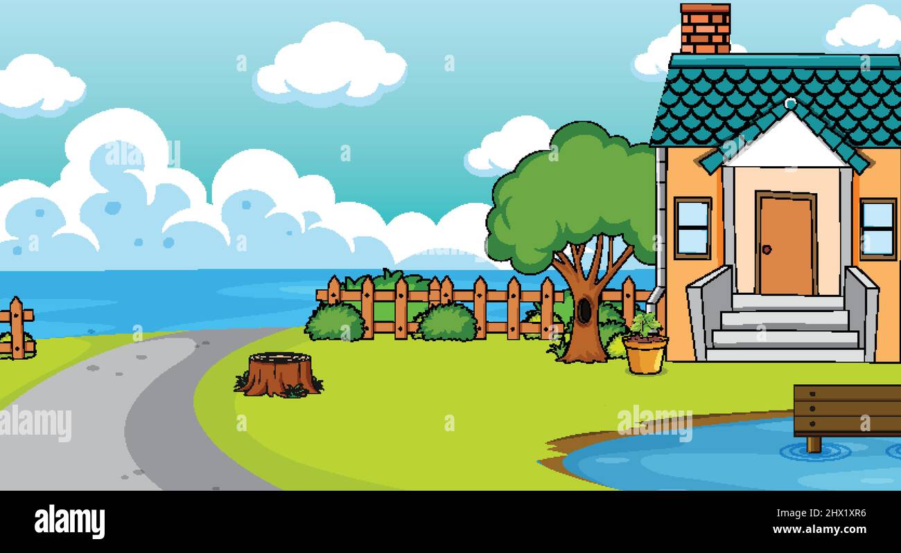 A simple house in nature background illustration Stock Vector Image ...